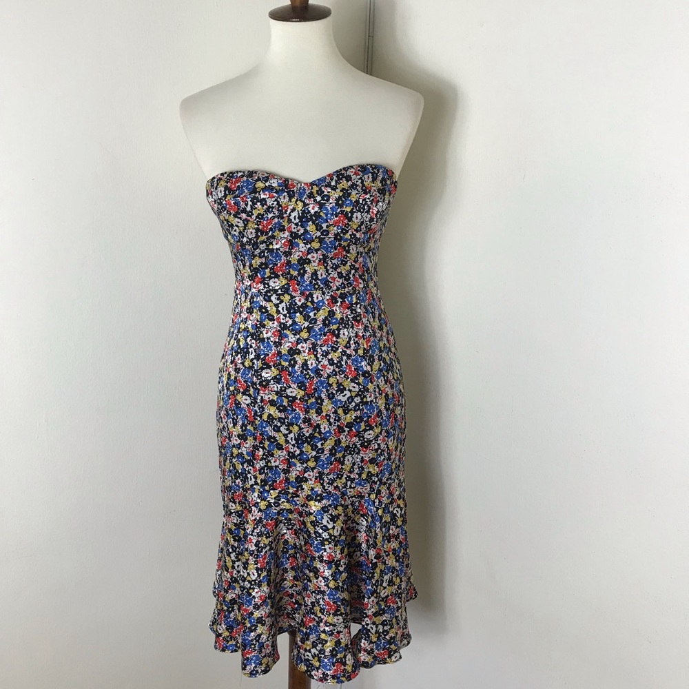 Veronica Beard Annika silk floral strapless dress - Picture 3 of 8